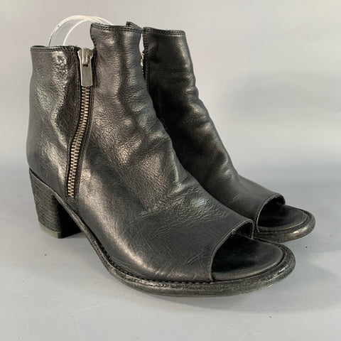 OFFICINE CREATIVE Size 7.5 Black Peep Toe Boots