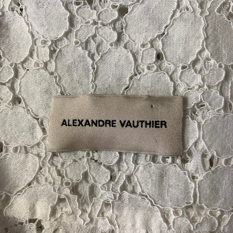 ALEXANDRE VAUTHIER Size M White Cotton Blend Lace Snaps Shirt