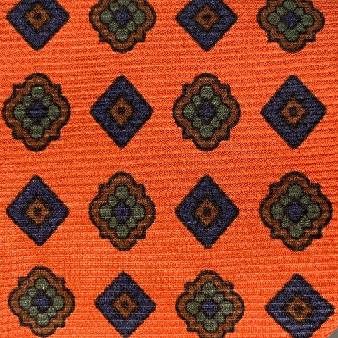 FACONNABLE Navy Brick Abstract Silk Tie