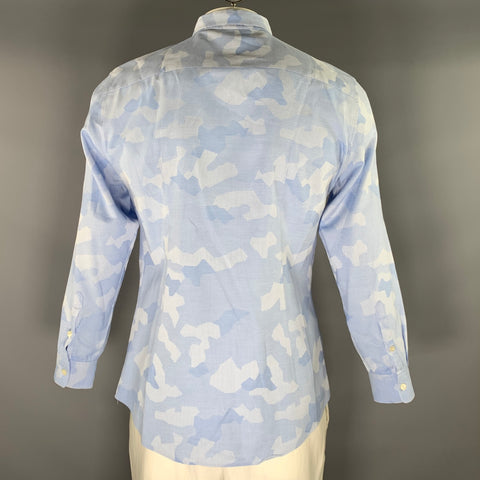 PAUL SMITH Size XL Blue Light Blue Abstract Button Up Long Sleeve Shirt