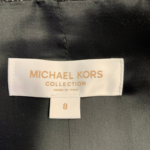 MICHAEL KORS COLLECTION Manteau en tweed mélange de laine gris, noir et blanc taille 8