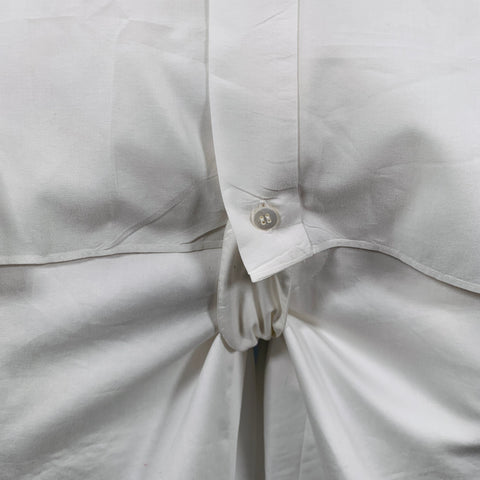 BRIONI Size L White Black Pleated Cotton Tuxedo Long Sleeve Shirt