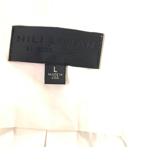 NILI LOTAN Size L White Cotton Button Up Long Sleeve Shirt