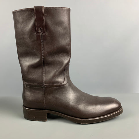 TOM FORD Size 10.5 Brown Leather Pull On Boots
