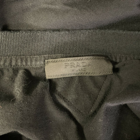 PRADA Size L Black Patchwork Cotton Crew-Neck T-shirt