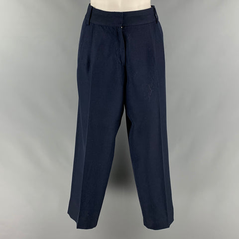 Pantalon plissé court en soie bleu marine MARC JACOBS taille 38