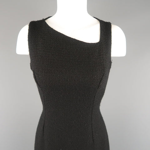 VERSUS by GIANNI VERSACE Size 4 Black Wool Blend Tweed Asymmetrical Dress