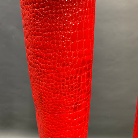 ROTATE Size 2 Jeanine Red Faux Leather Croc Embossed Tapered Casual Pants