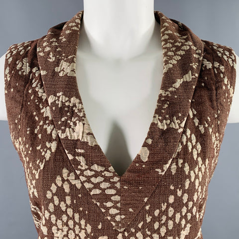 ISSEY MIYAKE Size M Brown Beige Snakeskin Print Sleeveless Dress