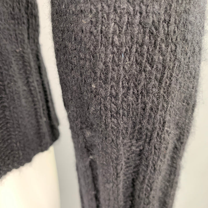 ANN DEMEULEMEESTER Size 8 Black Merino Wool Angora Double Zipper Cardigan