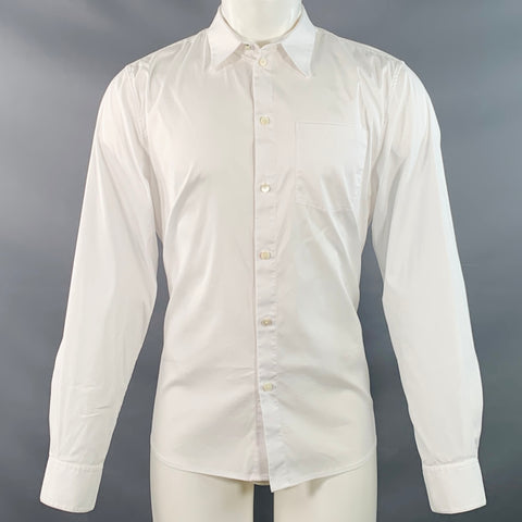 HELMUT LANG Size M White Cotton Blend Button Up Long Sleeve Shirt