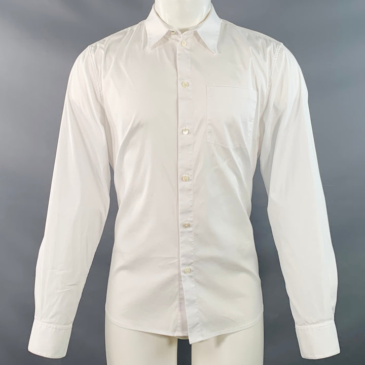 HELMUT LANG Size M White Cotton Blend Button Up Long Sleeve Shirt