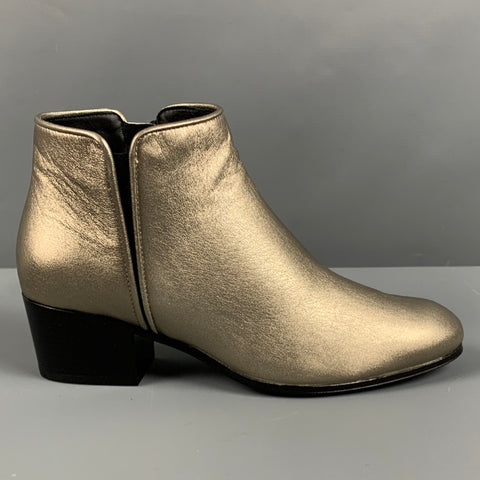 GIUSEPPE ZANOTTI Size 5 Silver Leather Ankle Boots