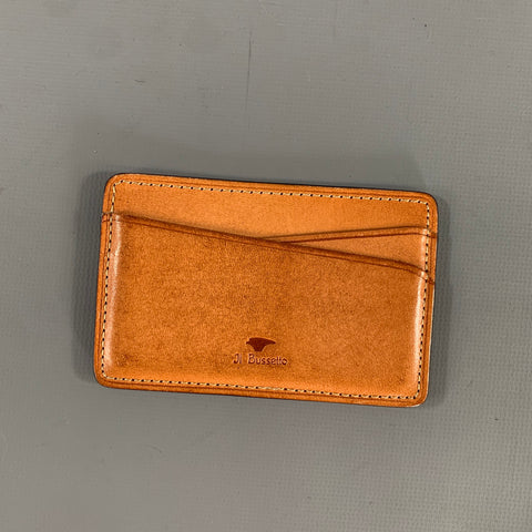 JL BUSSETTO Burgundy Camel Contrast Stitch Card Case