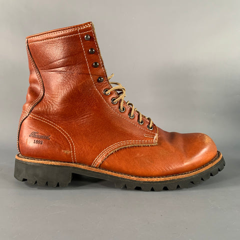 THOROGOOD Size 11 Brown Contrast Stitch Leather Lug Sole Boots
