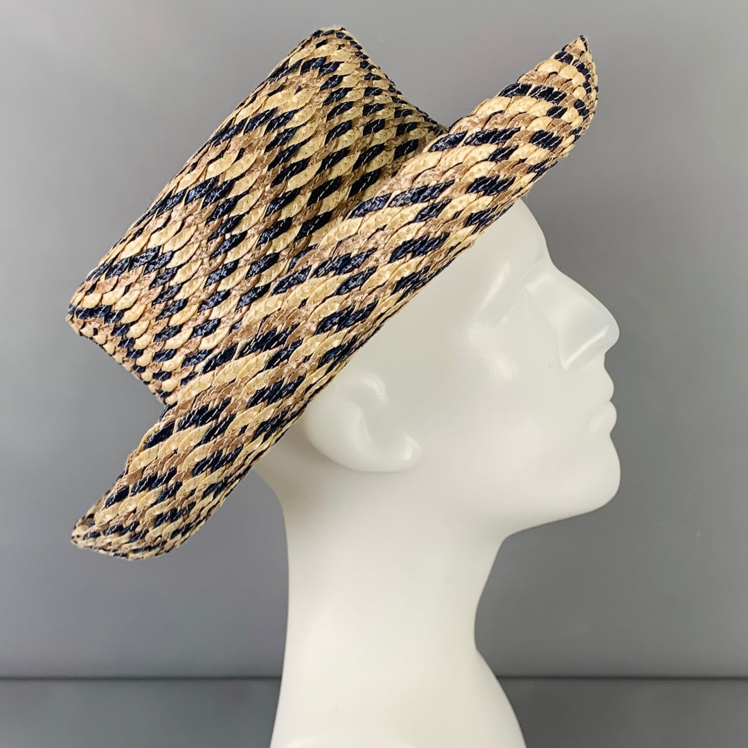 ERIC JAVITS One Size Beige Blue Woven Hat
