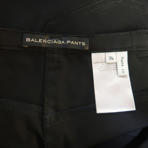 BALENCIAGA Size 4 Black Cotton  High Rise Fitted Moto Dress Pants