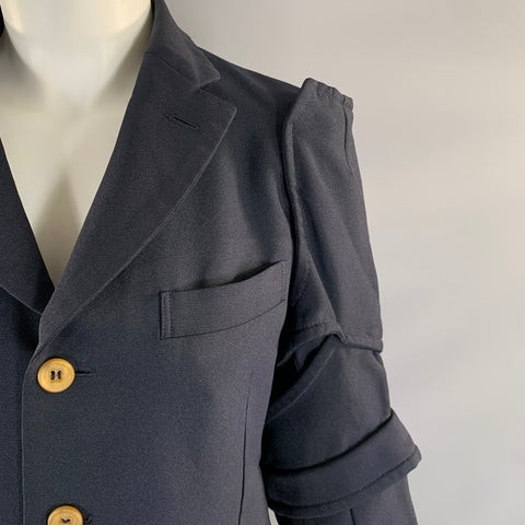 COMME des GARCONS AD2016 Size M Navy Polyester Notch Lapel Jacket  Blazer