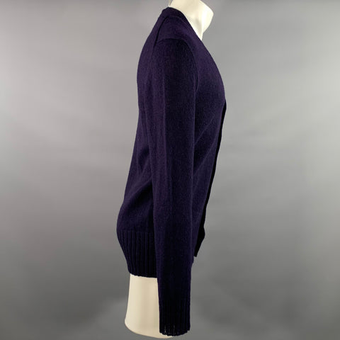 GUCCI Size S Navy Knit Wool Ribbed Cardigan