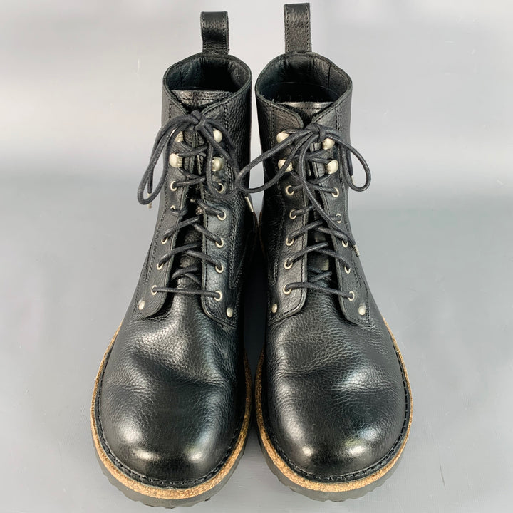 BIRKENSTOCK Size 12 Black Pebble Grain Leather Lace-Up Boots