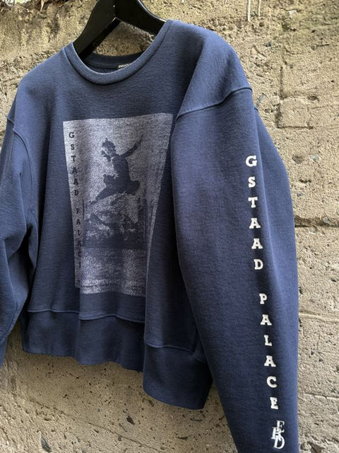 ENFANTS RICHES DEPRIMES FW2018 M Navy Graphic Cotton Crew Neck Sweatshirt