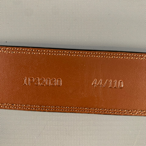 PERRY ELLIS Size 44 Black Brown 1P32030 Full Grain Leather Bonded Leather Belt