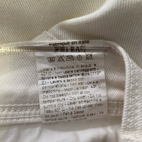 NEIL BARRETT Size 34 White Textured Cotton Blend Moto Racer Jeans