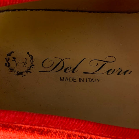 DEL TORO Size 8.5 Red Velvet Grosgrain Trim Slip On Loafers