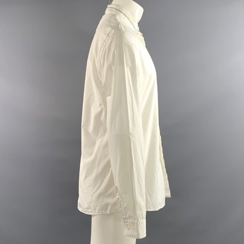 MAISON MARTIN MARGIELA Size S White Light Grey Cotton Long Sleeve Shirt