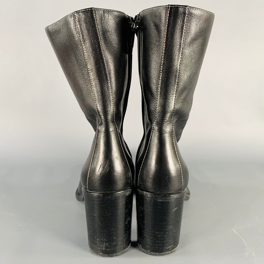 GUCCI Size 10 Black Leather Side Zipper Boots