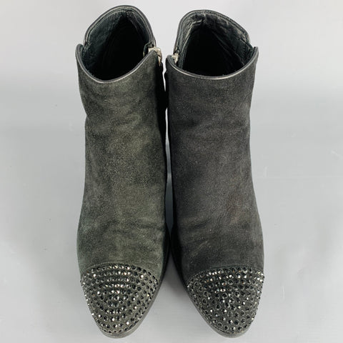 GIUSEPPE ZANOTTI Bottines en daim noir à talon épais, taille 8