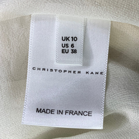 CHRISTOPHER KANE Size 6 Green Cream Silk Pleated Above Knee Skirt