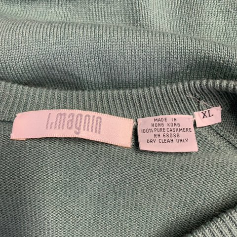 I.MAGNIN Pull en cachemire col en V sauge vert taille XL
