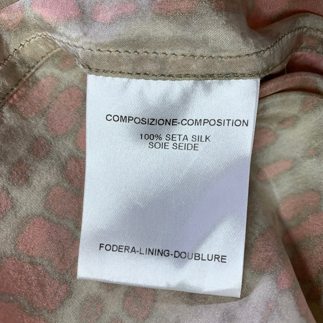 ALEXANDER MCQUEEN Size M Khaki Pink Dyed Silk Nehru Collar Long Sleeve Shirt