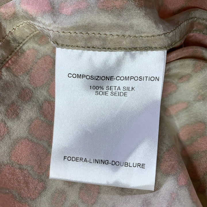 ALEXANDER MCQUEEN Size M Khaki Pink Dyed Silk Nehru Collar Long Sleeve Shirt
