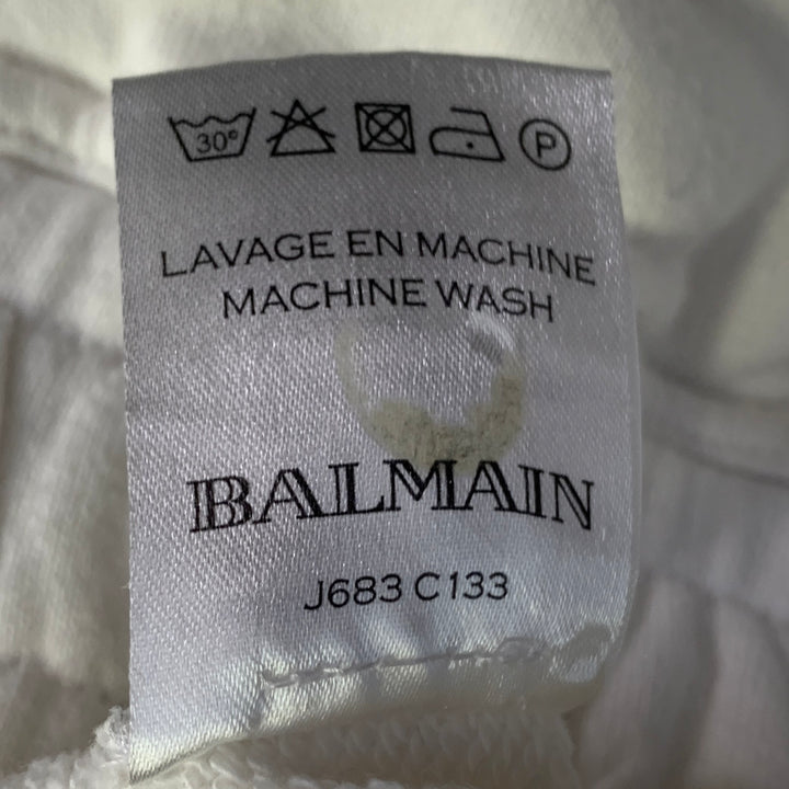 BALMAIN Size M White Cotton Drawstring Sweatpants Casual Pants