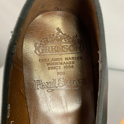 PAUL STUART x GRENSON Size 7.5 Black Leather Bow Loafers