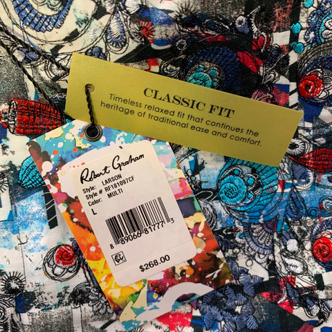 ROBERT GRAHAM Size L Multi-Color Abstract Cotton Button Up Long Sleeve Shirt