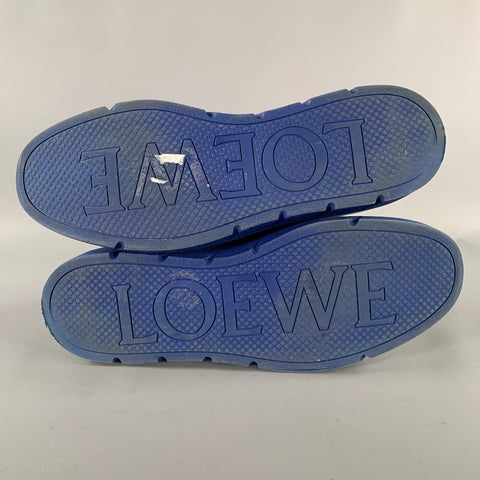 LOEWE Size 9 Blue Black Color Block Leather Athletic Sneakers
