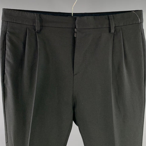 SAINT LAURENT Size 28 Black Wool Pleated Slim Tapered Dress Pants