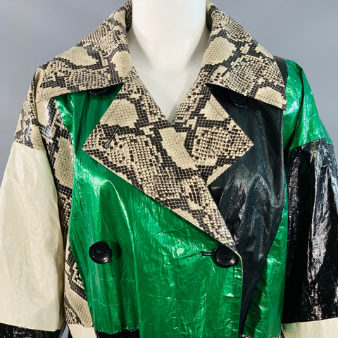STAND STUDIO Size M Eliora Trench Multi Color Patchwork Double Breasted Belted Coat