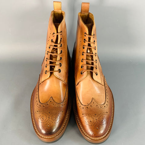 PAUL SMITH Size 8 Tan Brown Antique Leather Wingtip Lace-Up Boots