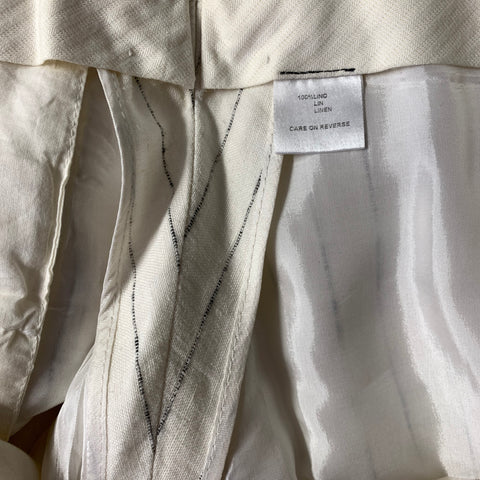 KRIZIA UOMO Chest Size 42 Cream Light Grey Pinstripe Linen 32 31 Suit
