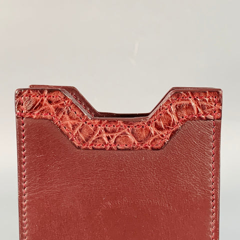 BRIONI One Size Burgundy Leather Alligator Trim iPhone Case Bag