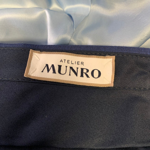 Costume ATELIER MUNRO Laine à Rayures Bleues et Bleu Ciel Revers Pointus Taille 38