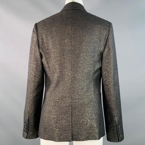 PAUL SMITH Size M Black Metallic Gold Wool Blend Single Button Jacket Blazer