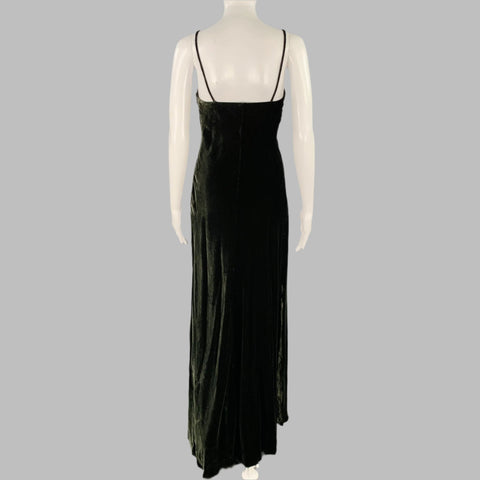 RALPH LAUREN Size 2 Green Velvet Slip Long Dress