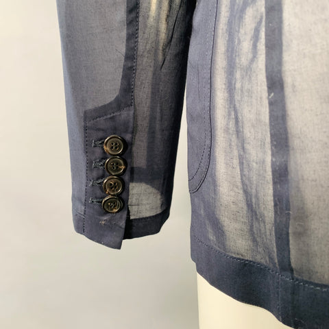 DRIES VAN NOTEN Size XS Navy Cotton Sheer Peak Lapel Jacket Blazer