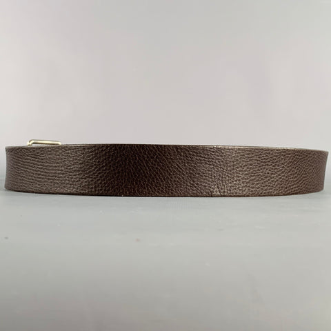GUCCI Size 40 Brown Silver Leather Belt