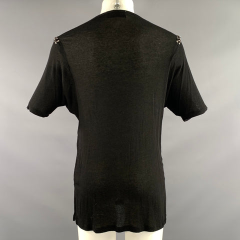 IRO Size XS Black Silver Hardware Lyocel polyurethane See Through T-shirt